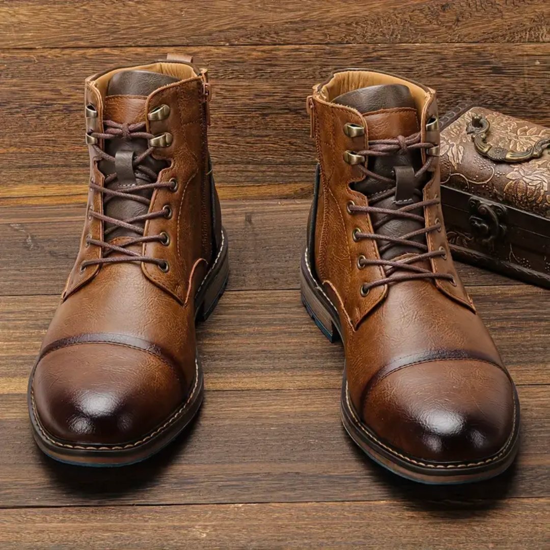 Boots Men's Vintage Leather Lace Up Casual Ankle