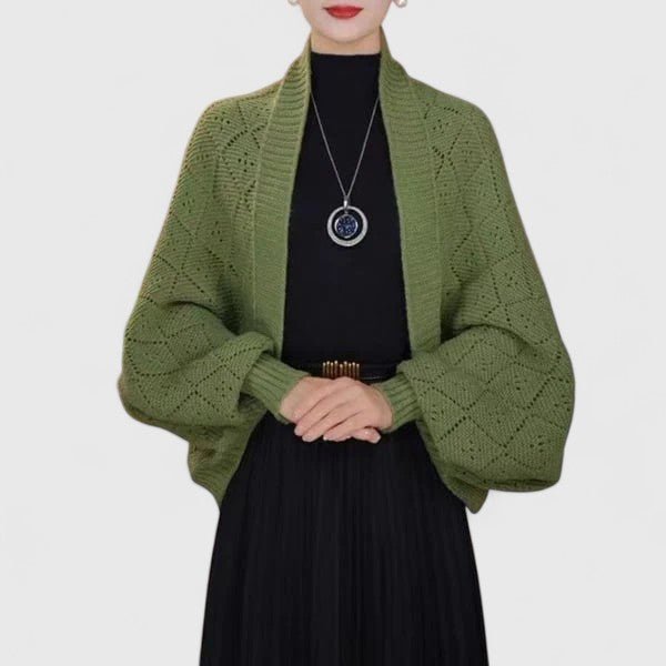 Cardigan Women's Open Front Knit Shawl Wrap Versatile - Green