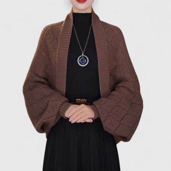 Cardigan Women's Open Front Knit Shawl Wrap Versatile - Brown