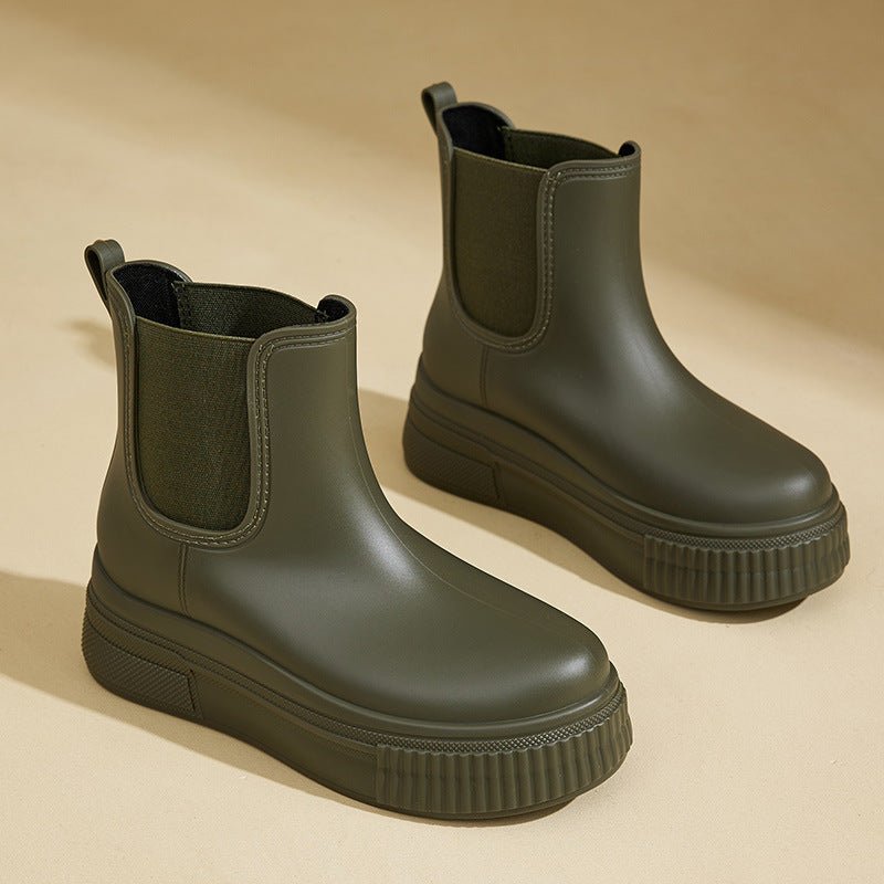 Chelsea Boots Women's Waterproof Platform Rain Ankle - Green