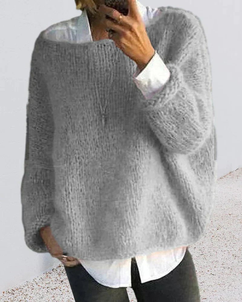 Knit Sweater Oversized Soft Layering Jumper - Gray