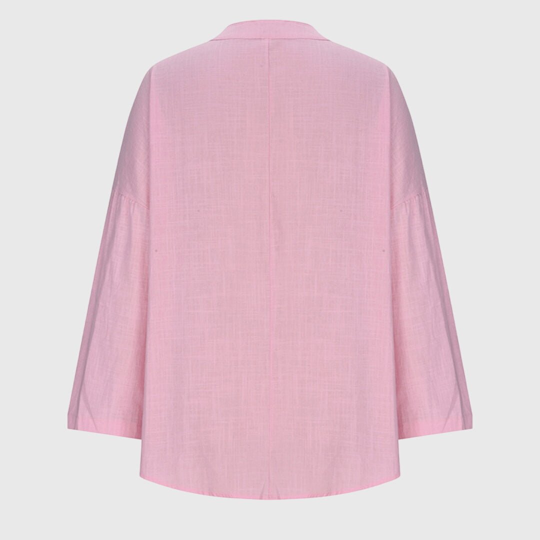 Linen Tunic Shirt V-Neck Long Sleeve Relaxed Fit