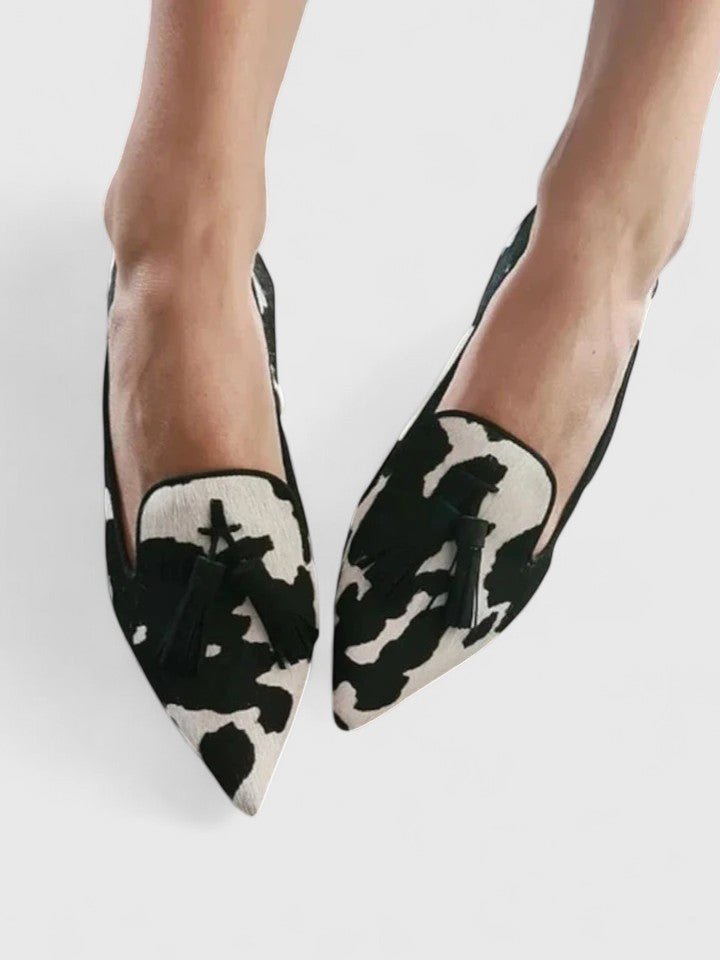 Loafers Women's Pointed Toe Tassel Slip-On Animal Print