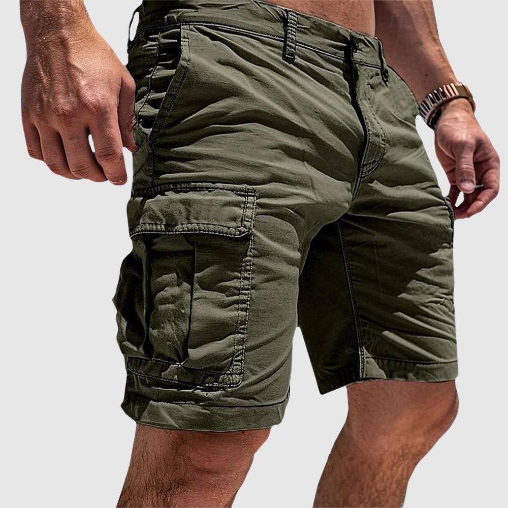 Men's Cargo Shorts Knee Length Cotton Multiple Pockets - Green