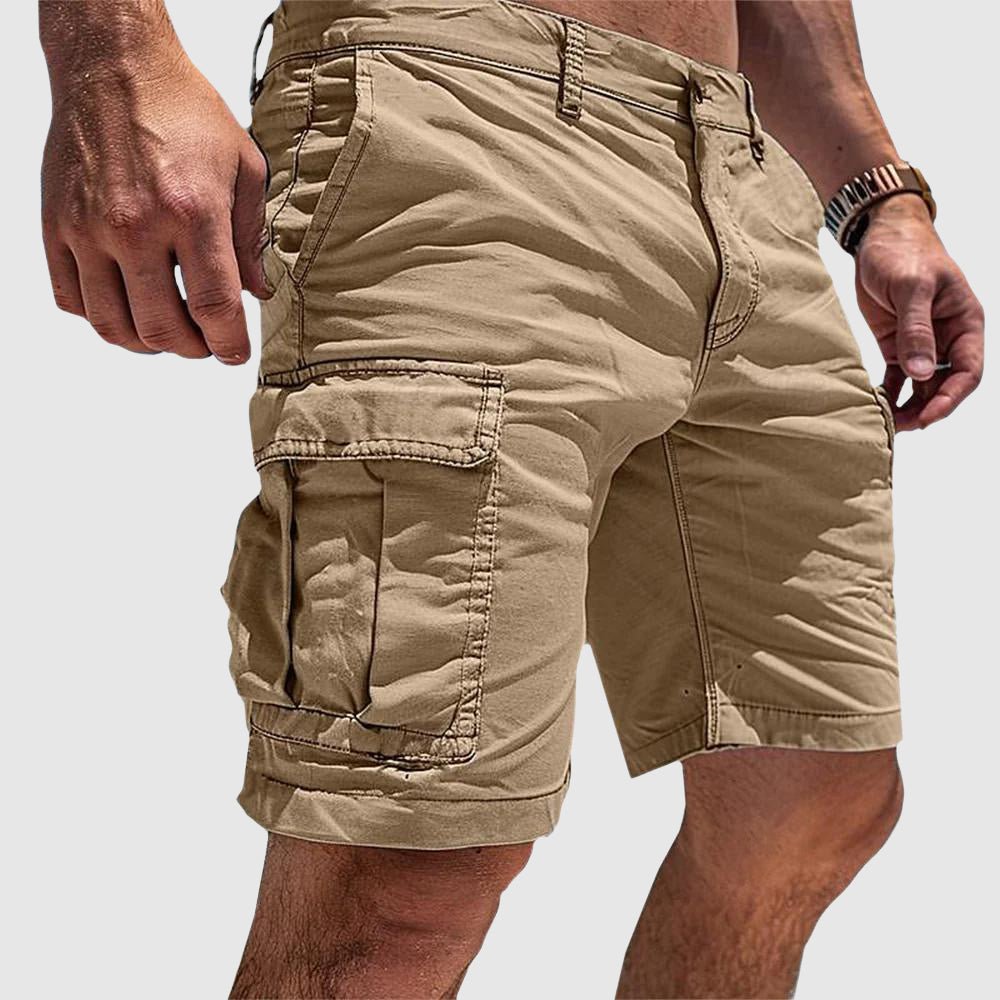 Men's Cargo Shorts Knee Length Cotton Multiple Pockets - Beige