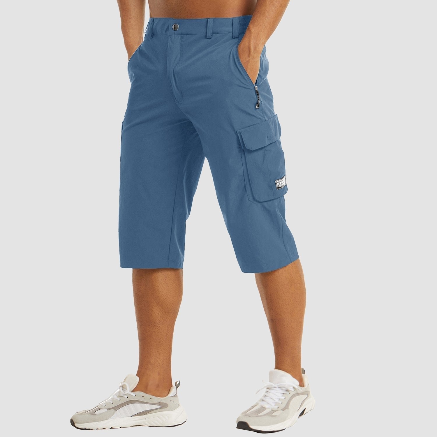 Men's Cargo Shorts Knee Length Multi Pocket Casual - Light Blue