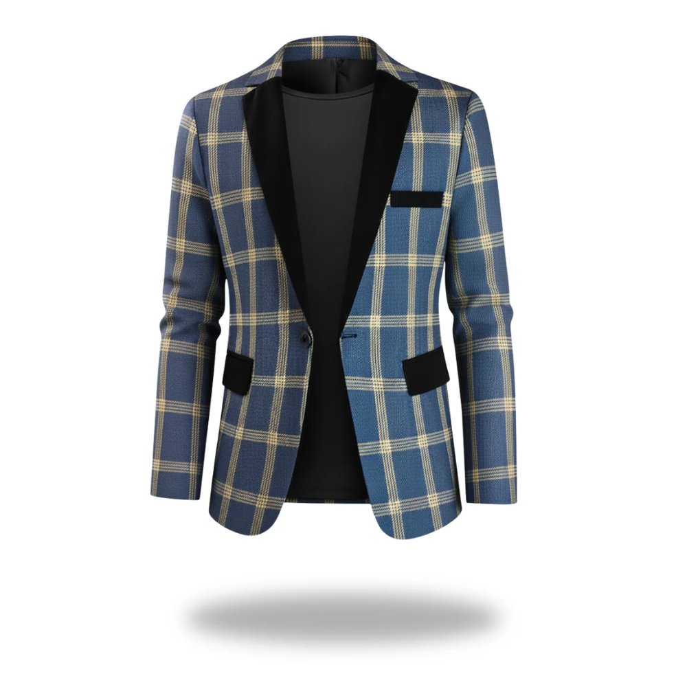 Men's Checked Blazer Tailored Fit Cotton Polyester