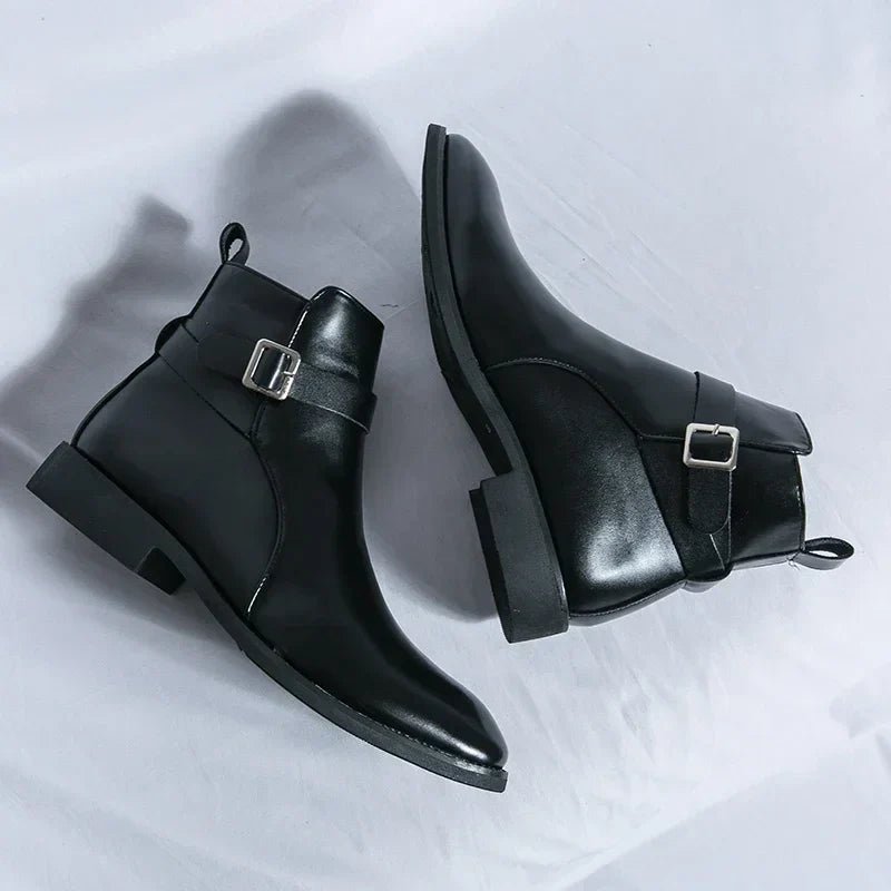 Men's Chelsea Boots Side Zipper Brown Leather Ankle