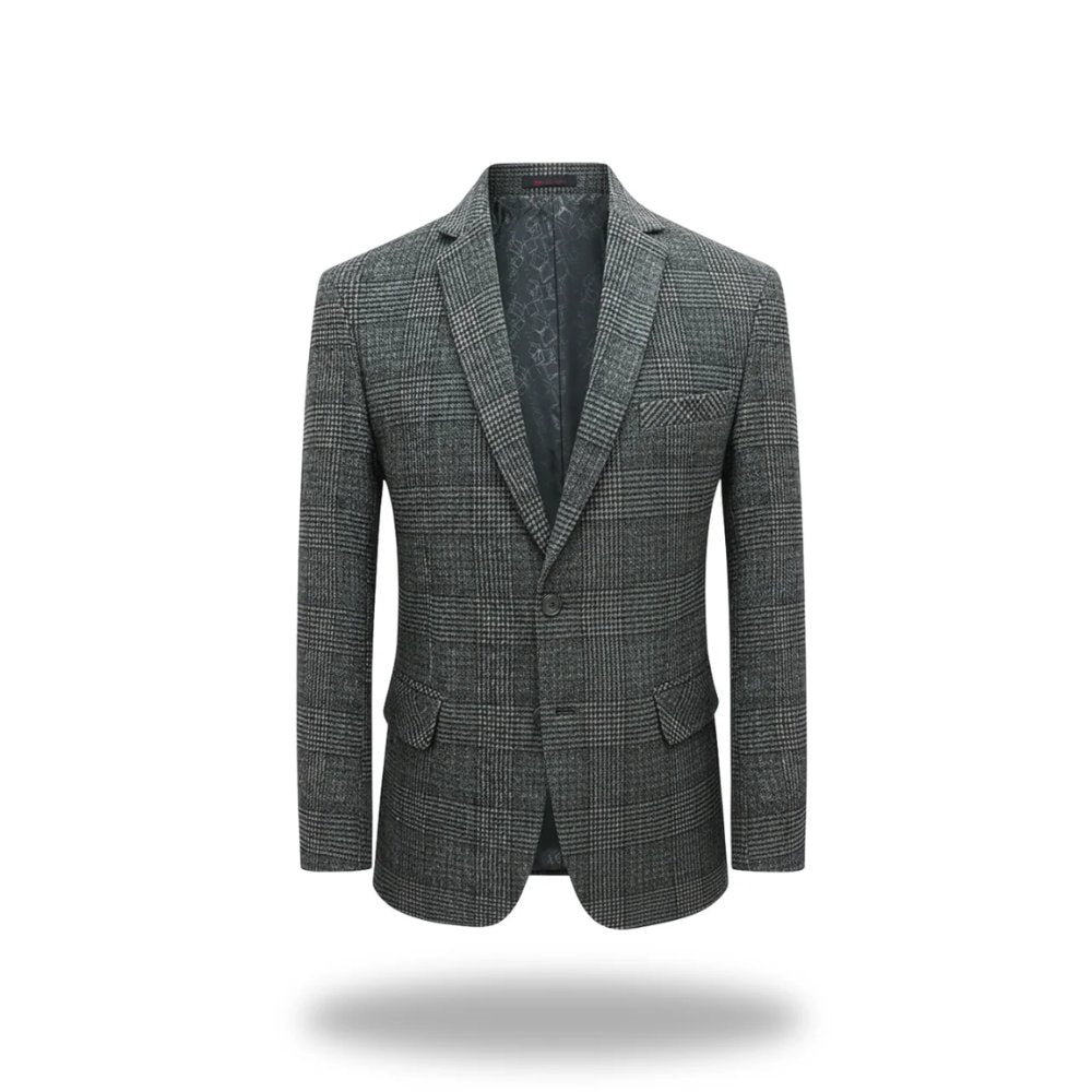 Men's Classic Blazer Tailored Fit Cotton Blend Business - Grey