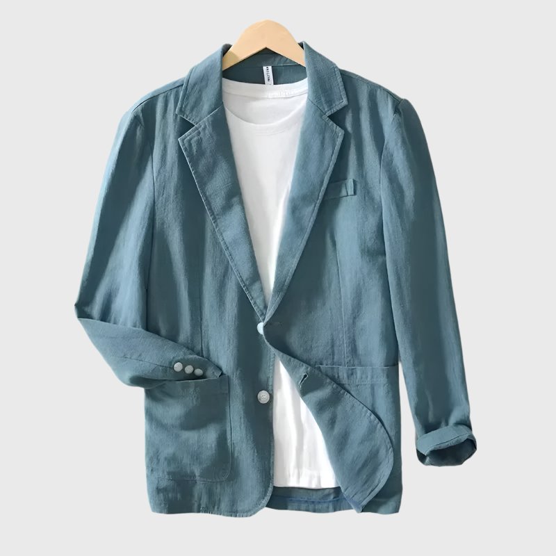 Men's Cotton Blazer Classic Tailored Smart Casual - Blue