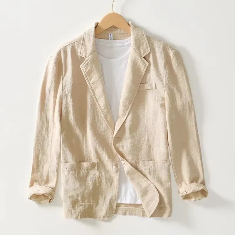 Men's Cotton Blazer Classic Tailored Smart Casual - Beige