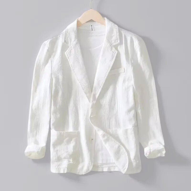 Men's Cotton Blazer Classic Tailored Smart Casual - White