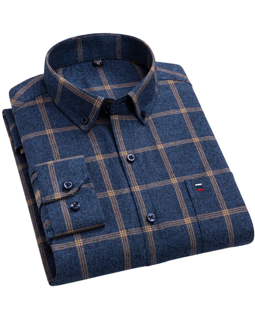 Men's Cotton Check Shirt Button Down Long Sleeve - Sea Blue