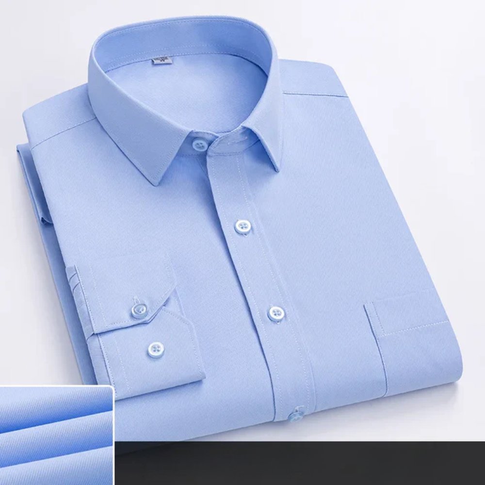 Men's Cotton Dress Shirt Long Sleeve Business Office - Blue