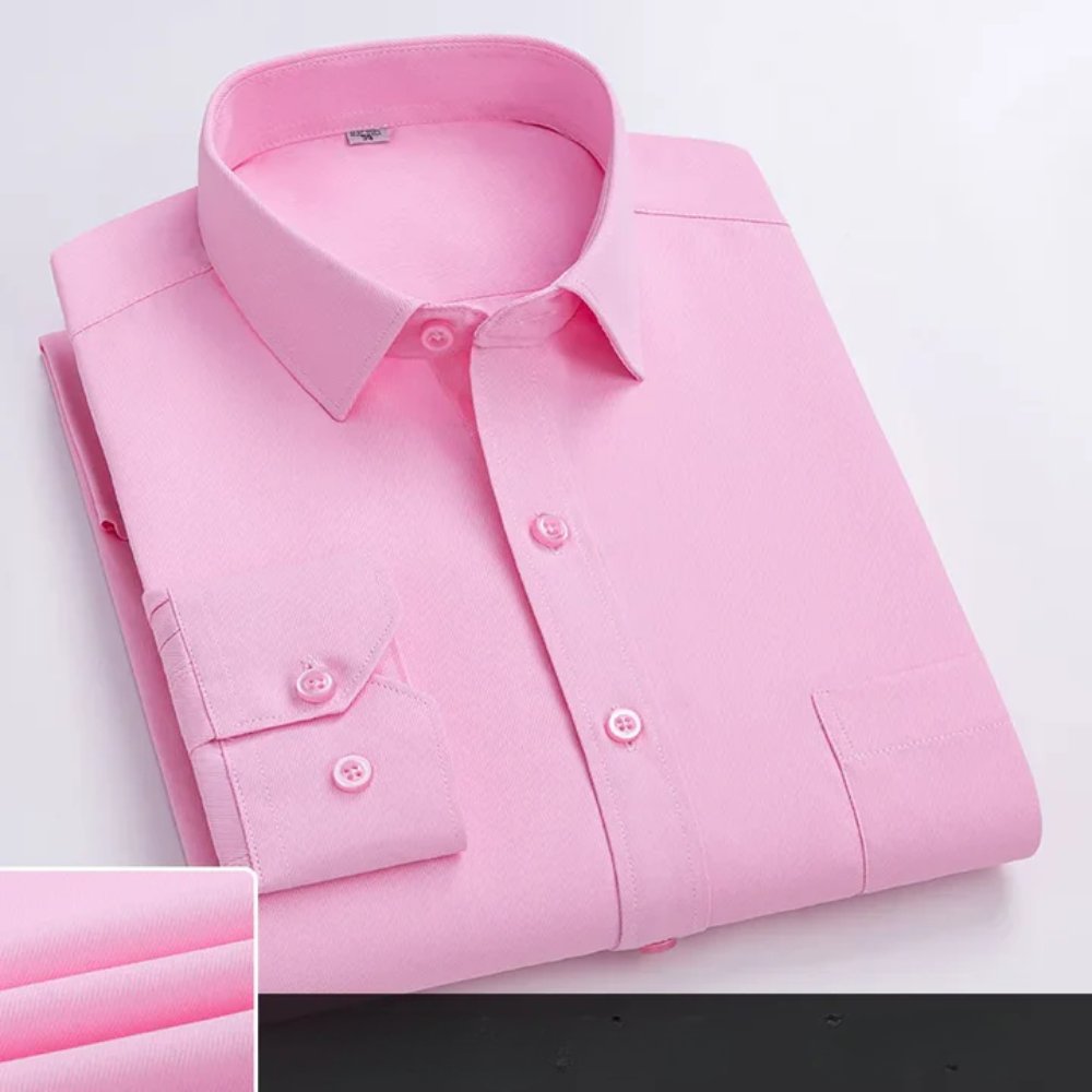 Men's Cotton Dress Shirt Long Sleeve Business Office - Pink