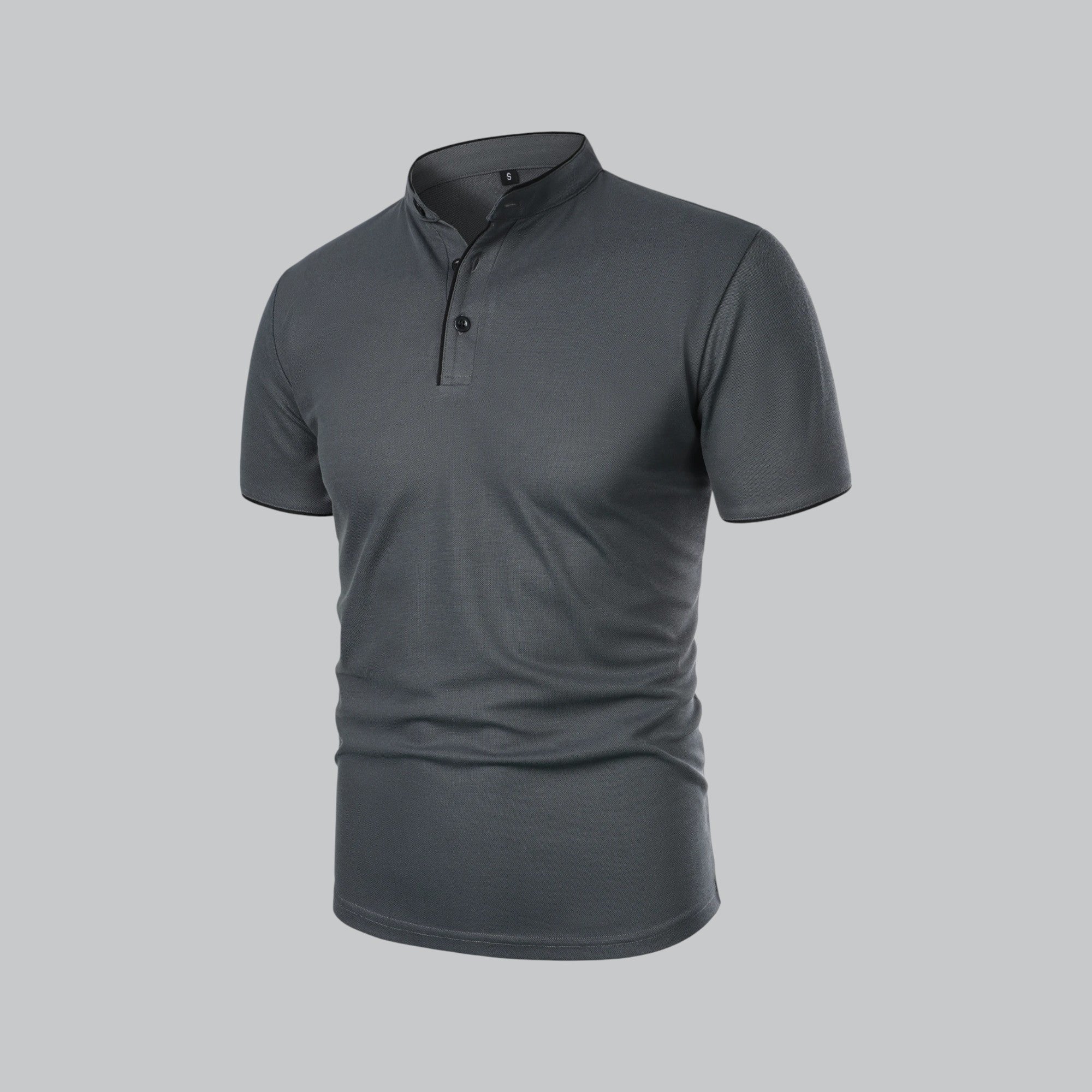 Men's Cotton Mandarin Collar Three-Button Polo Shirt