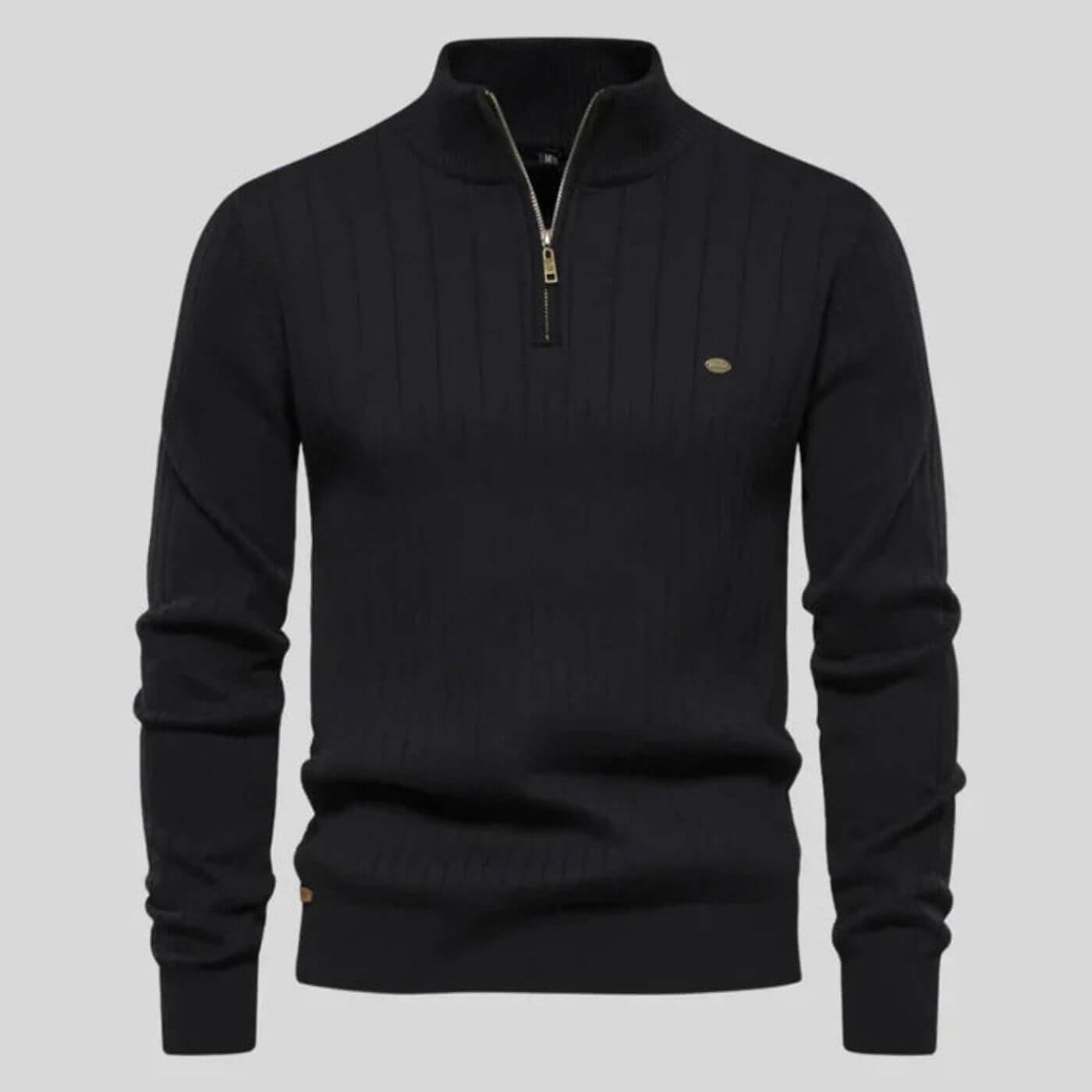 Men's Half Zip Pullover Cotton Polyester Premium Comfort - Black