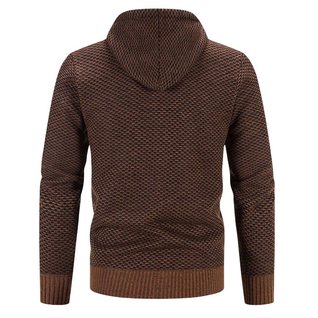 Men's Knit Hoodie Zip-Up Textured Casual Jumper