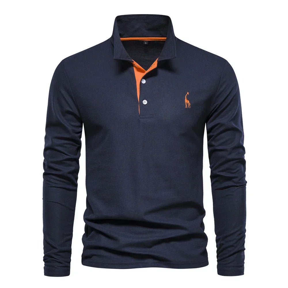 Men's Long Sleeve Polo Shirt Cotton Blend Pullover