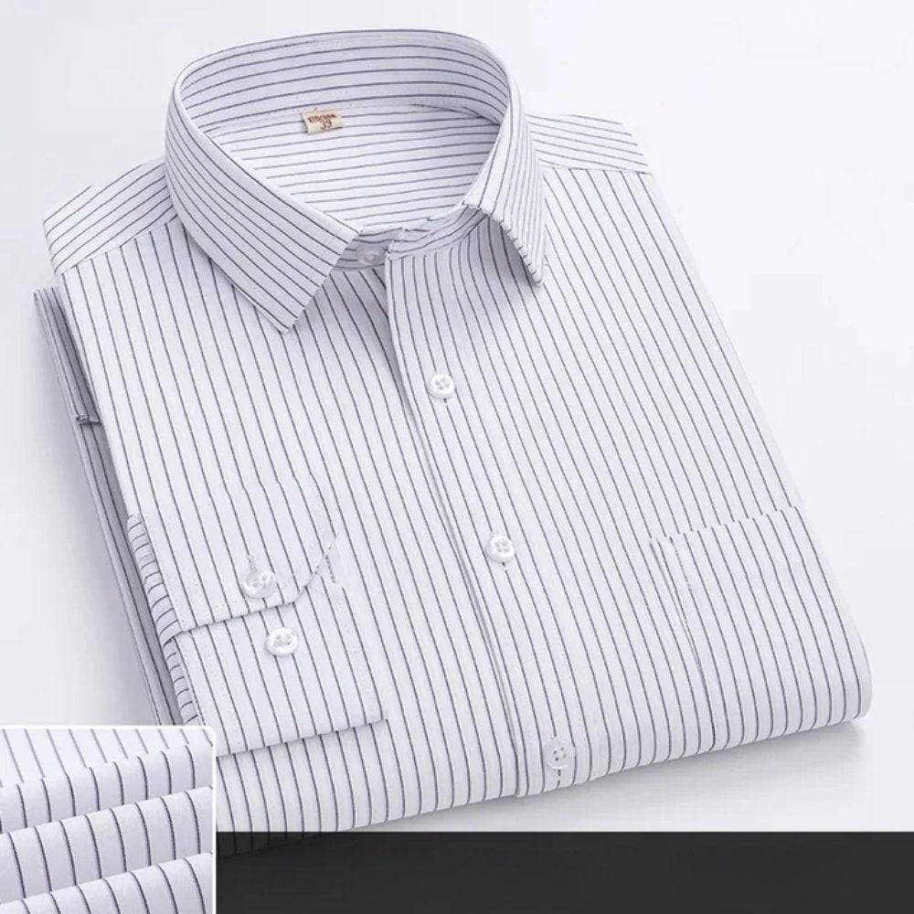 Men's Office Shirt Long Sleeve Cotton Blend Business - White/Black