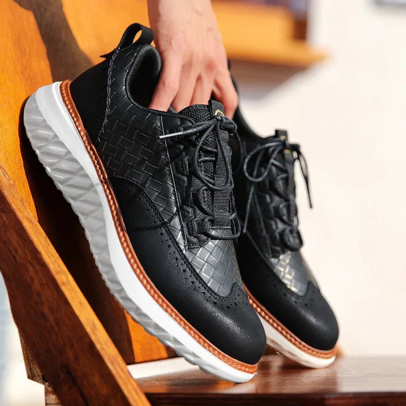 Men's Platform Walking Sneakers Lace Up Textured Design