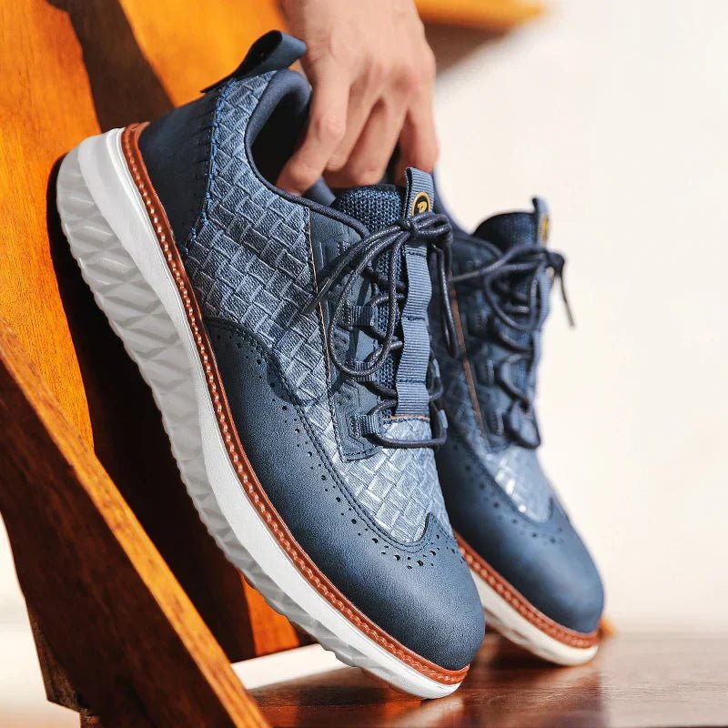 Men's Platform Walking Sneakers Lace Up Textured Design