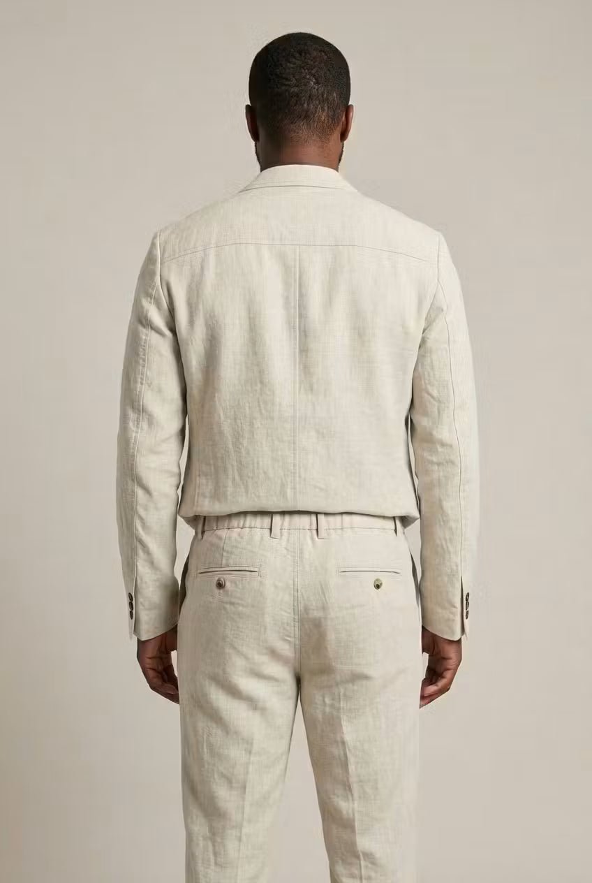 Men's Relaxed-Fit Linen Two-Piece Suit Set