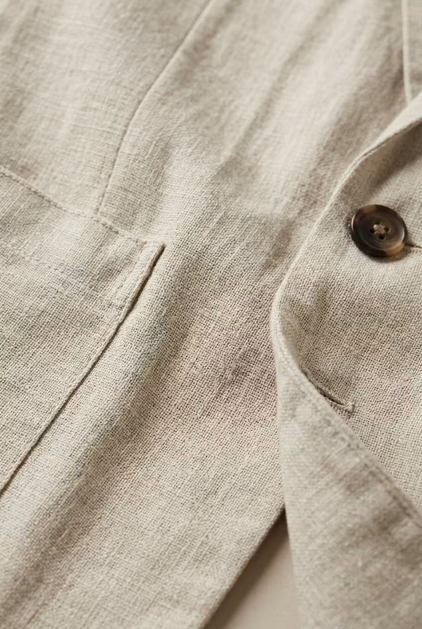 Men's Relaxed-Fit Linen Two-Piece Suit Set