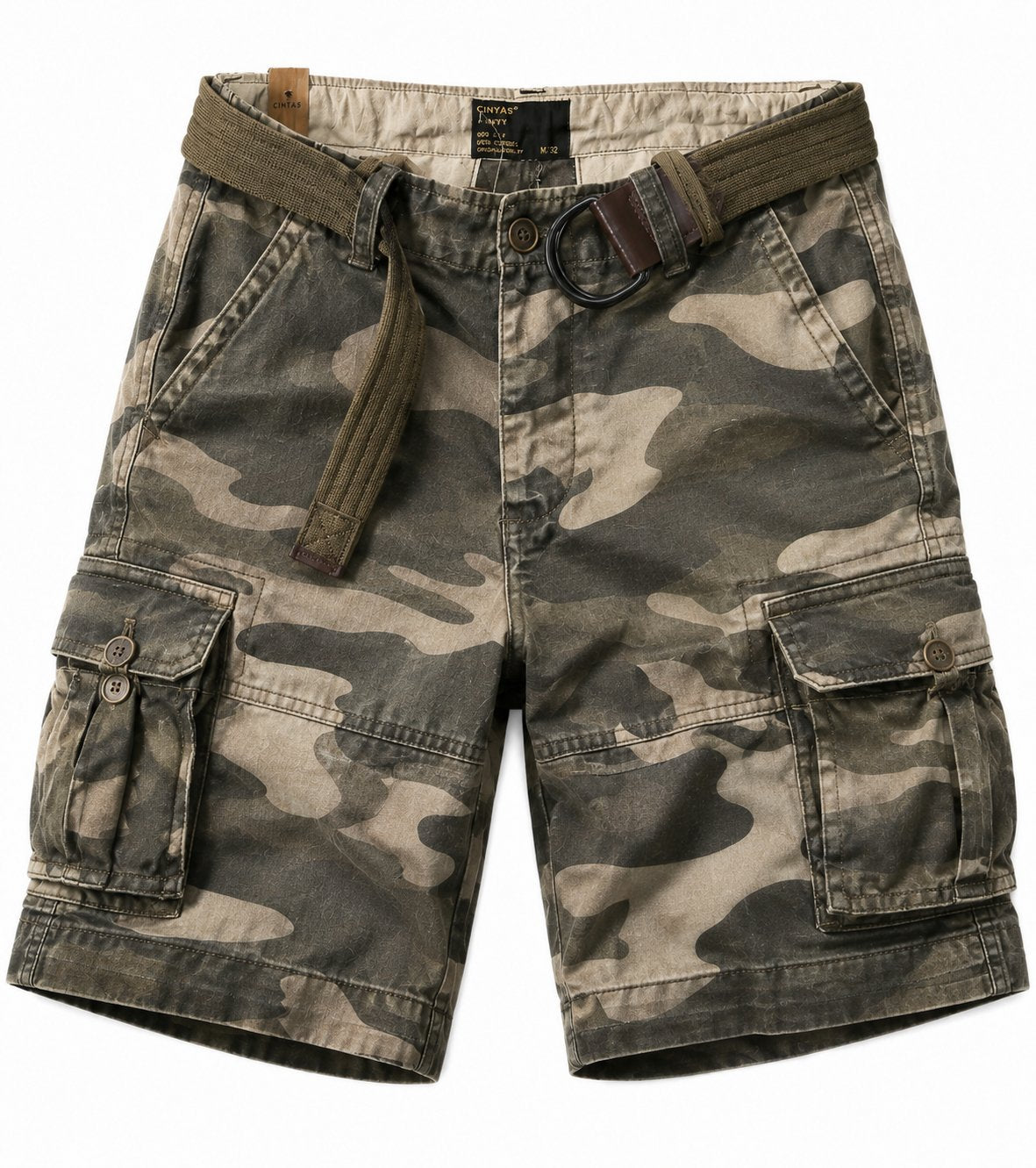 Men's Relaxed-Fit Multi-Pocket Camouflage Cargo Shorts - Dunkles Camo