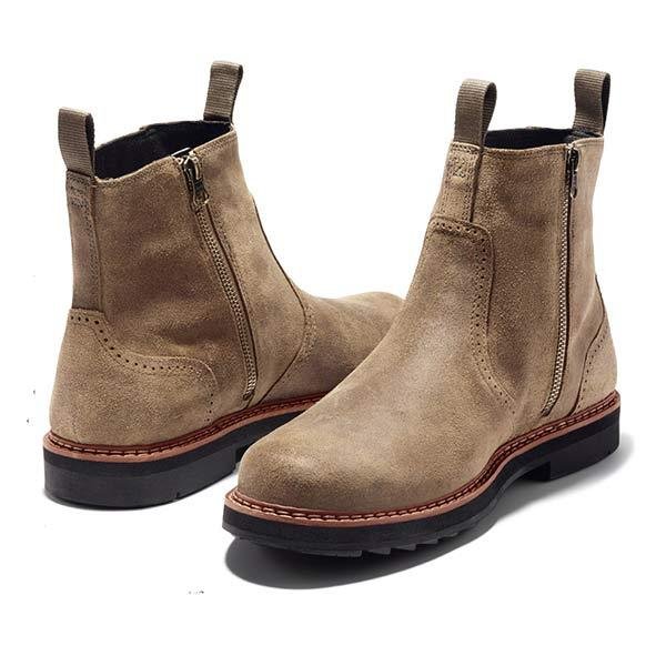 Men's Suede Chelsea Boots with Elastic Side Panels