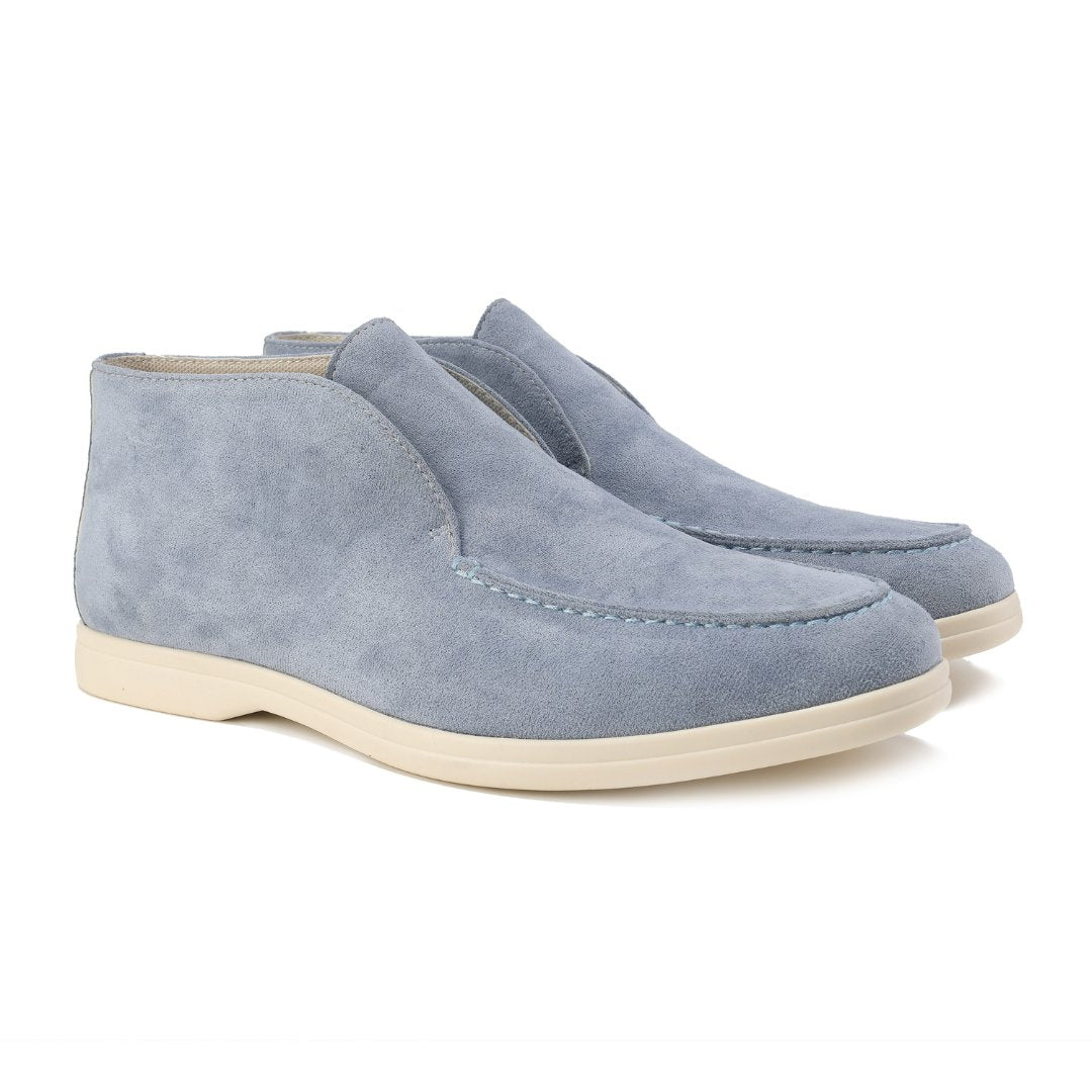 Men's Suede Chukka Boots Slip-On Ankle Height Casual - Fog Blue