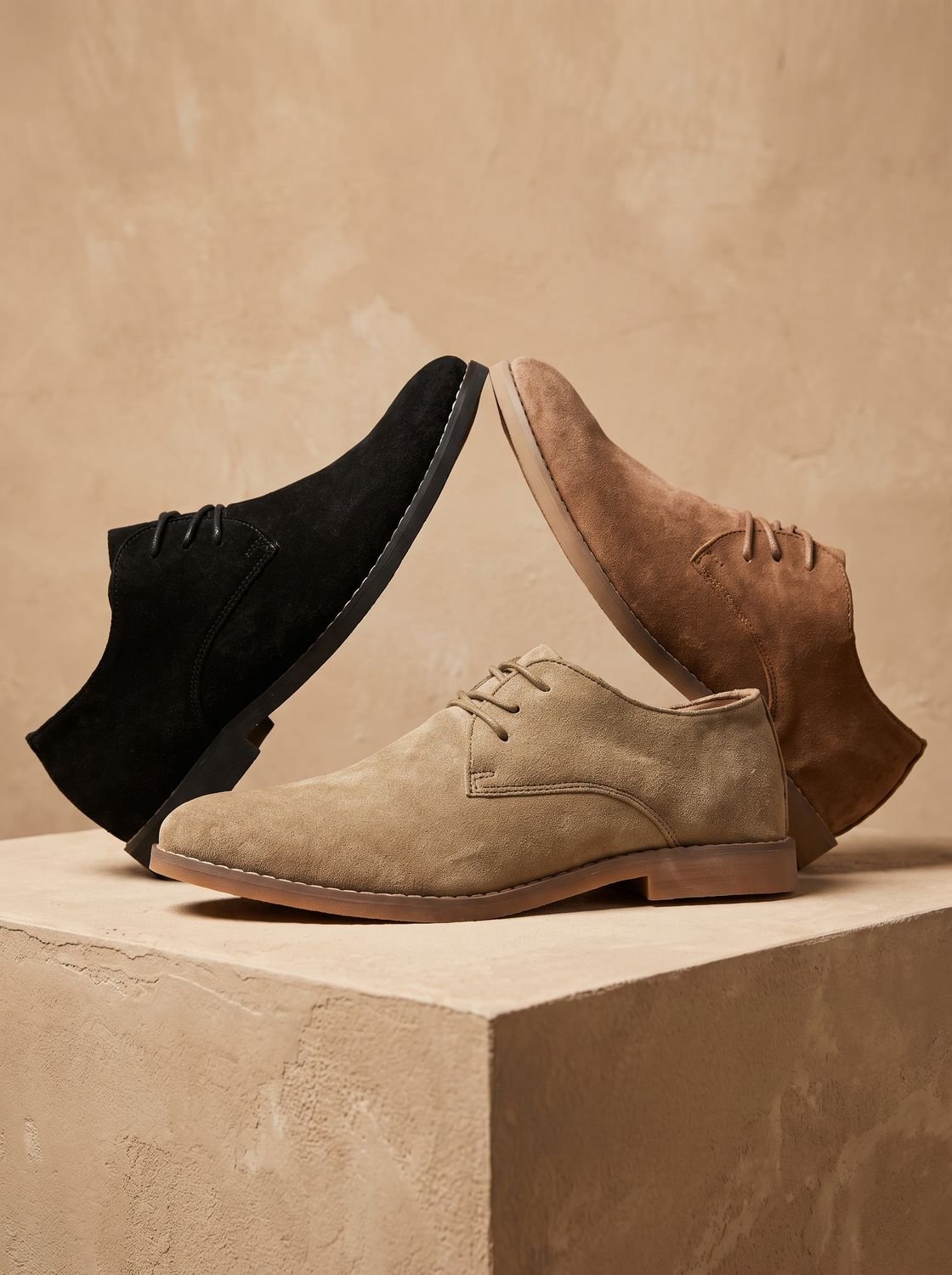 Men's Suede Lace-Up Derby Shoes Minimalist Oxford