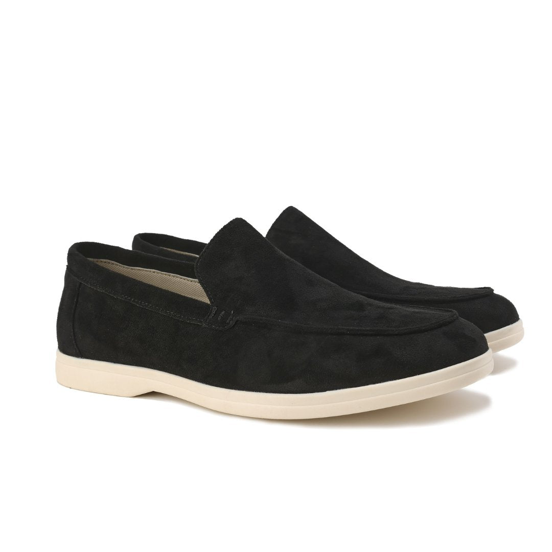 Men's Suede Loafers Slip-On Casual Comfort Shoes - Black