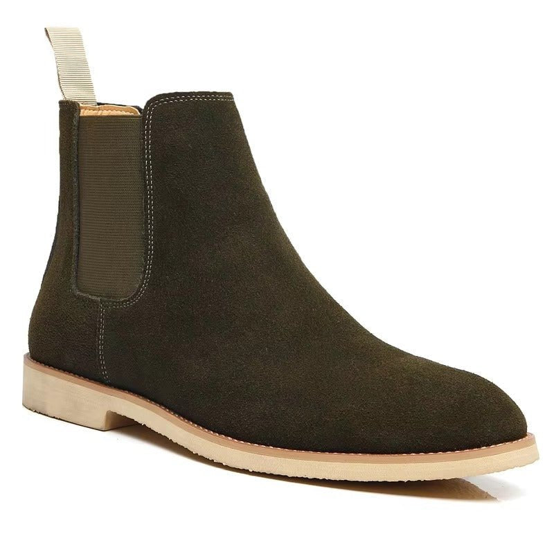 Men's Suede Slip-On Chelsea Ankle Boots - Green
