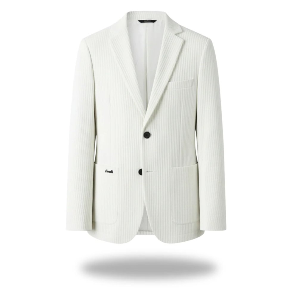 Men's Tailored Blazer Classic Fit Cotton Polyester - White