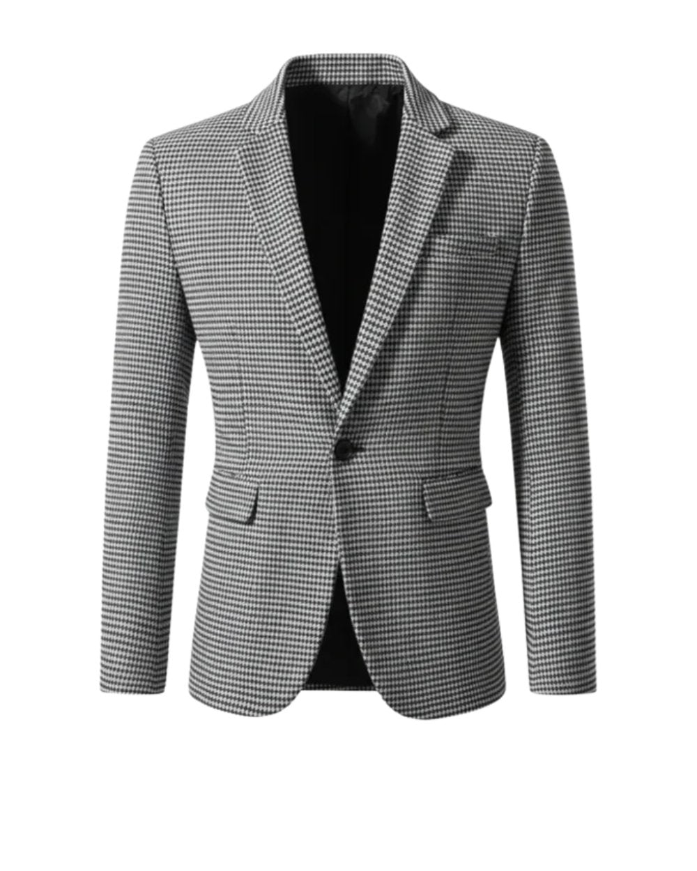 Men's Tailored Blazer Houndstooth Cotton Blend Slim Fit