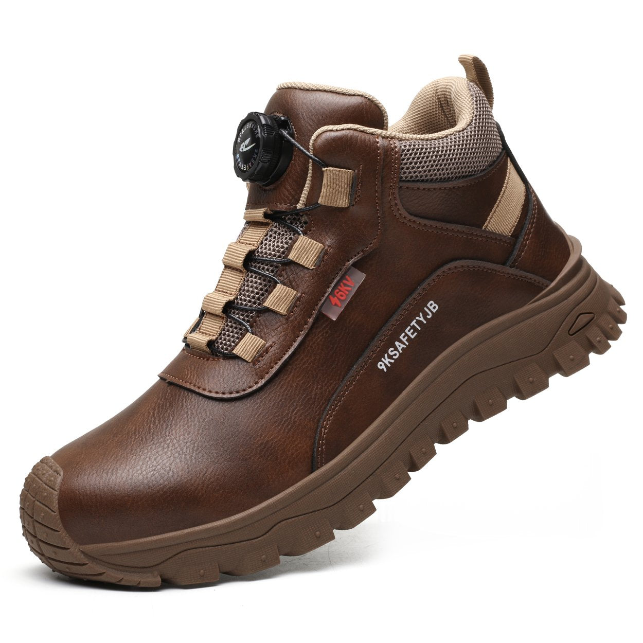 Men's Work Boots Composite Toe Safety Dial Lacing - Brown