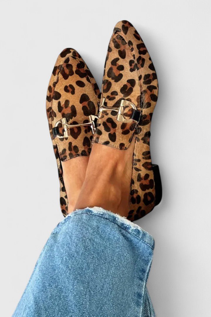 Orthopedic Loafers Pointed Toe Leopard Print Slip-On