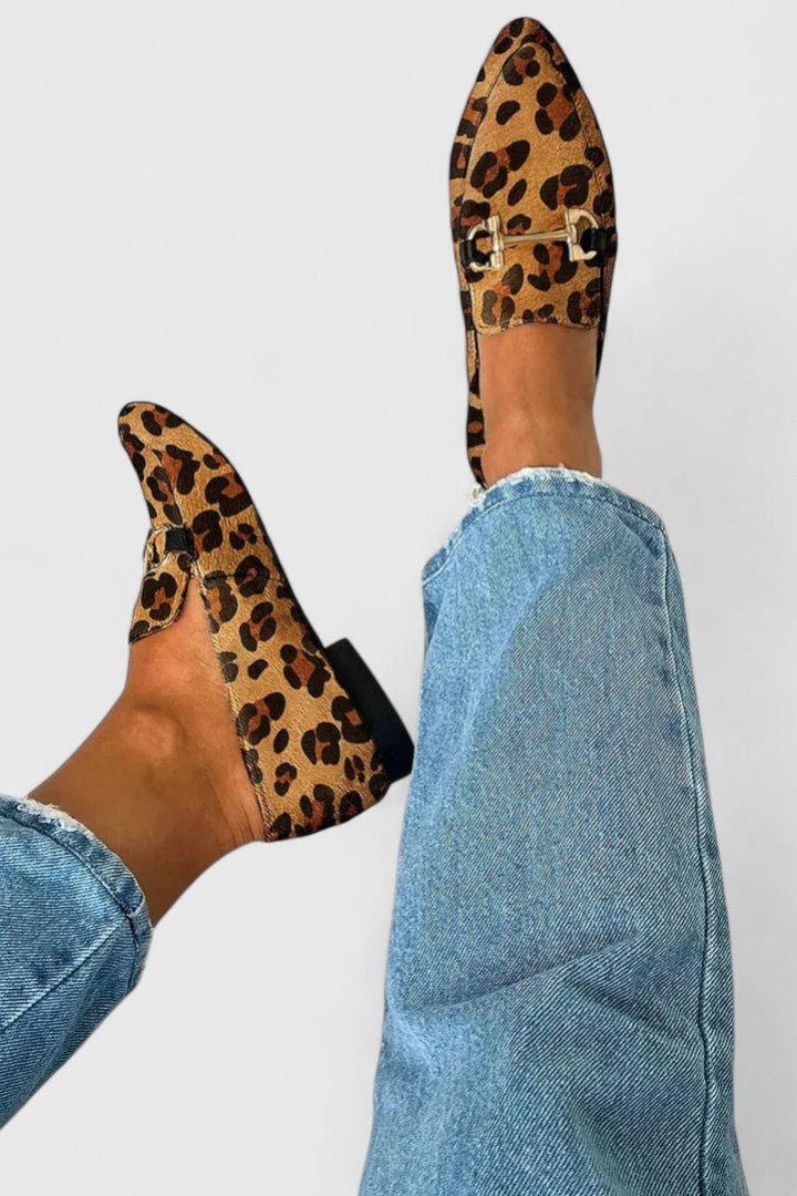 Orthopedic Loafers Pointed Toe Leopard Print Slip-On