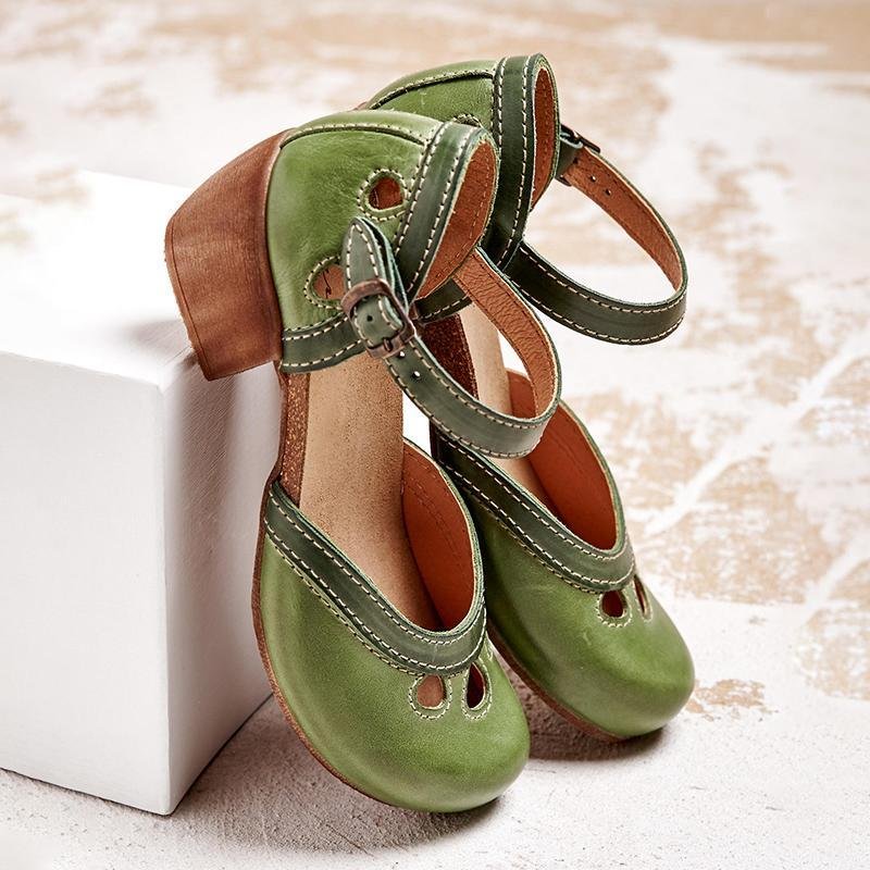 Orthopedic T-Bar Sandals Low Heel Arch Support Comfort