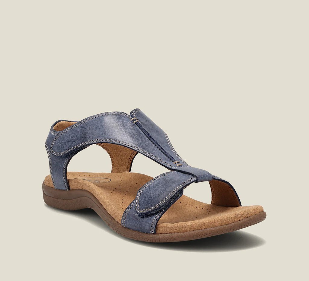 Orthopedic T-Strap Sandals Memory Foam Velcro Comfort - Dark Blue