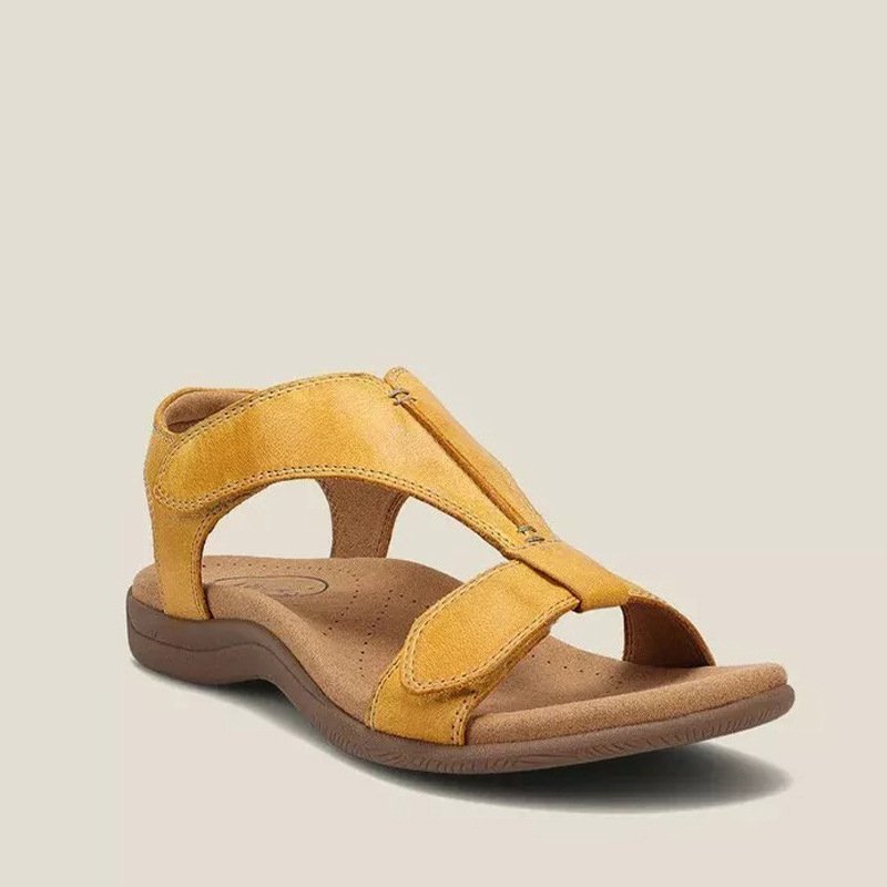 Orthopedic T-Strap Sandals Memory Foam Velcro Comfort - Yellow