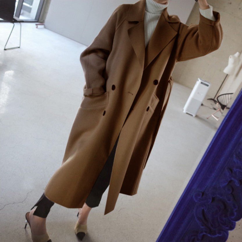 Trench Coat Double-Breasted Tailored Winter Long