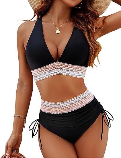 Two-Piece Bikini Set Halter Top High Waisted Coverage