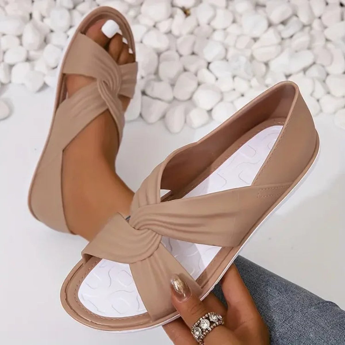 Women Comfort Sandals Orthopedic Slip-On Twisted Strap Flats