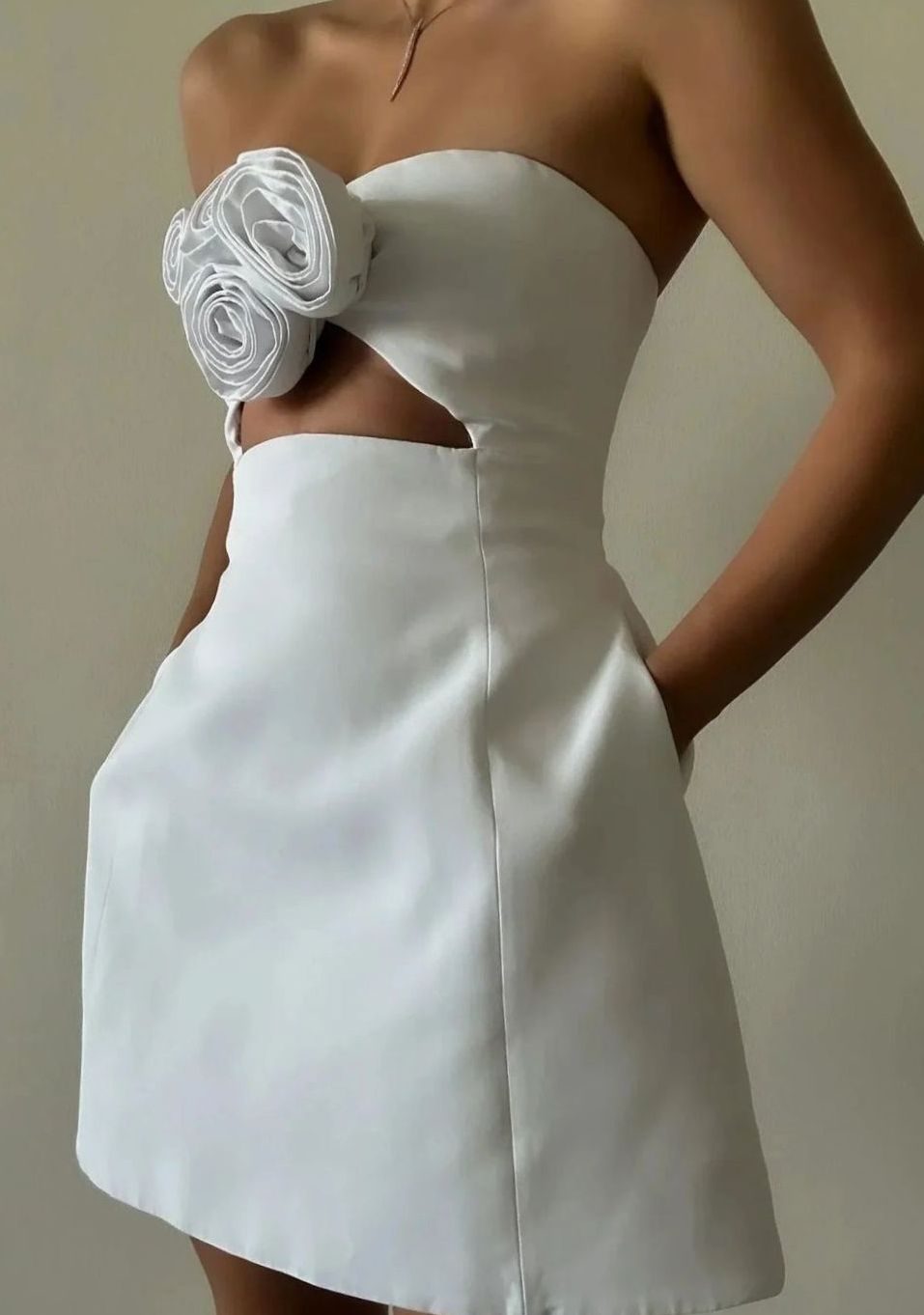 Women's 3D Rose Strapless Formal Mini Dress