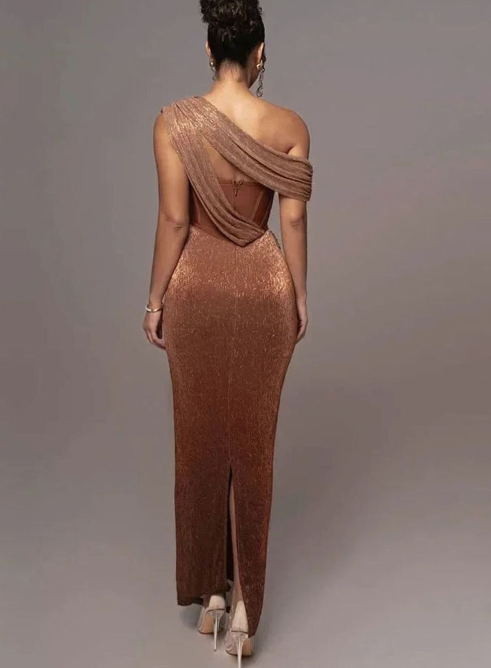 Women's Asymmetric One-Shoulder Sequin Maxi Evening Dress