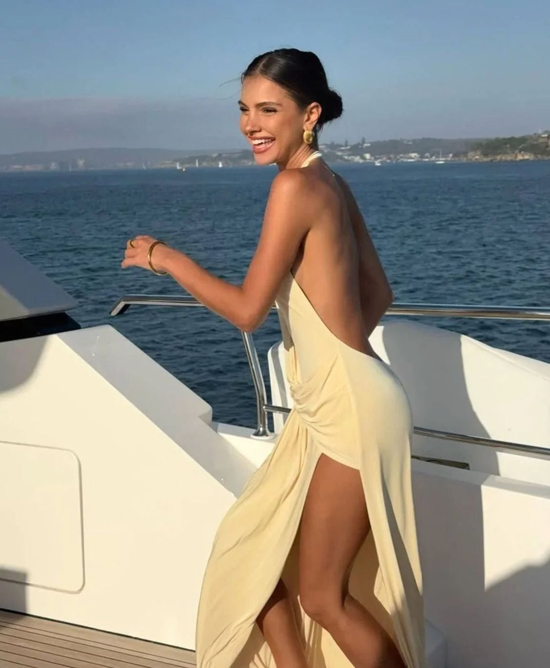 Women's Backless Halter-Neck Maxi Dress High-Slit
