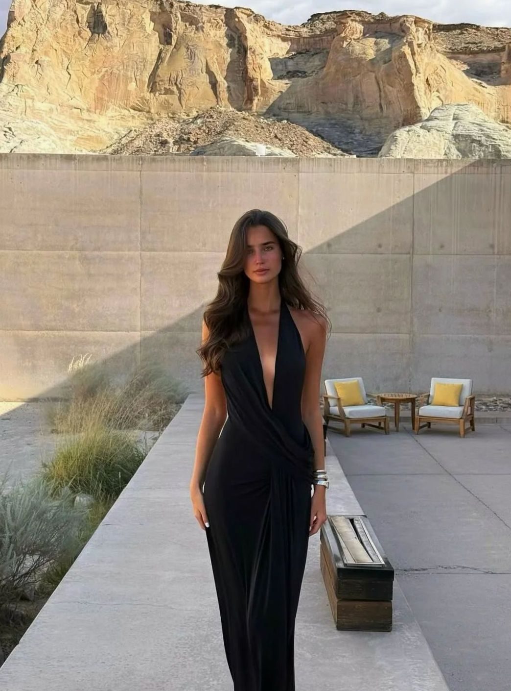 Women's Backless Halter-Neck Maxi Dress High-Slit