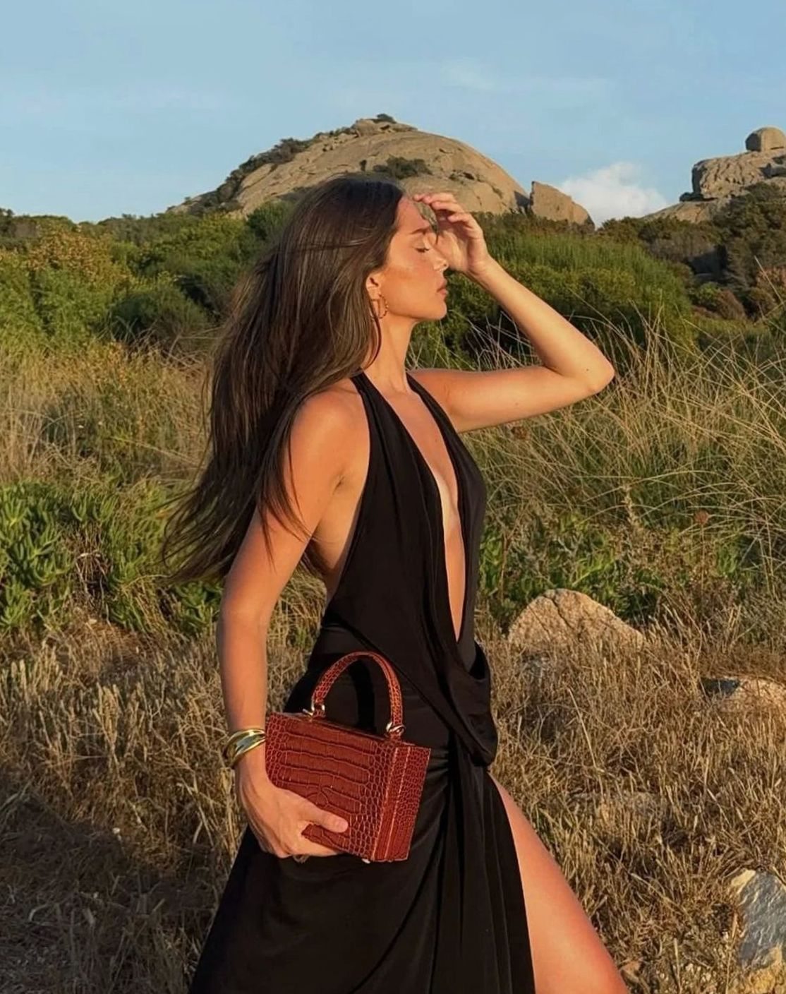 Women's Backless Halter-Neck Maxi Dress High-Slit